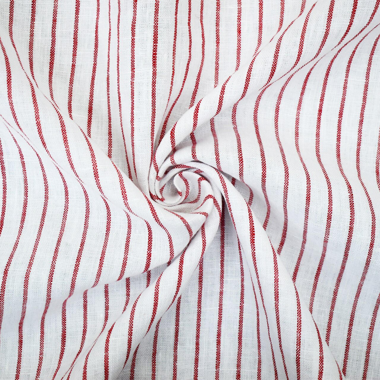 Red-White Spence Bryson Stripe Irish Linen Woven Fabric By the Yard